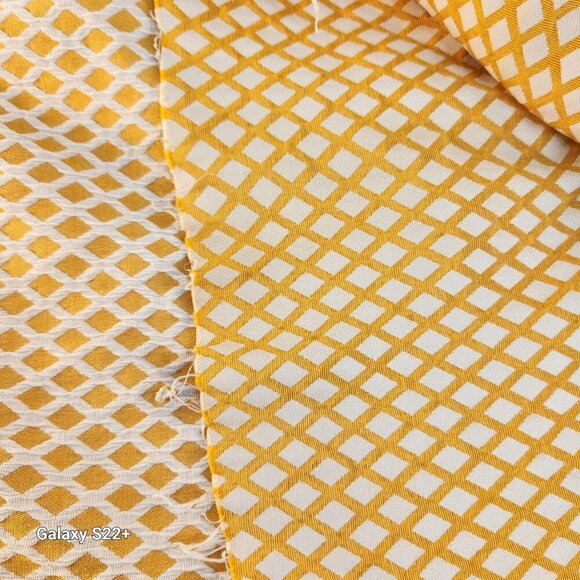 Gold & Cream Stretchy Upholstery Fabric With Diamond Pattern 40 In Wide X 1.5 Ya - Picture 2 of 5